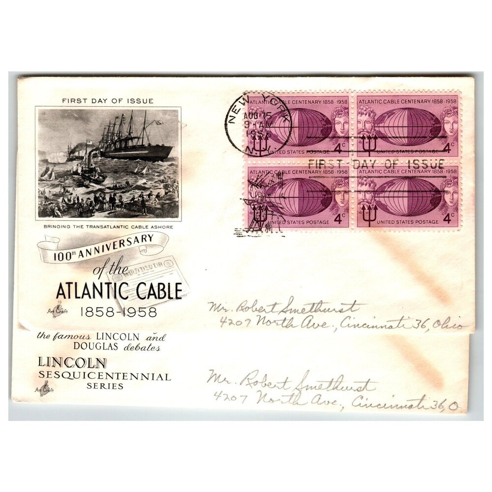 Scott #1117 1958 Atlantic Cable Centenary First Day Cover FDC Artcraft
